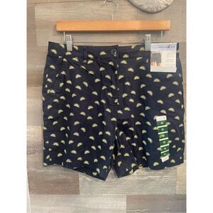 Caribbean Joe 10 NWT lemon print cotton Navy Bermuda shorts